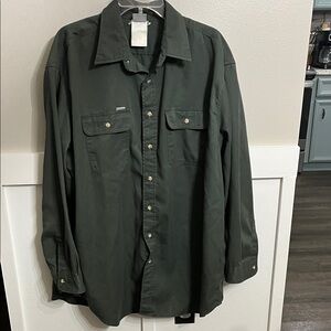 Carhartt Forest Green weathered work Shirt size 2xL